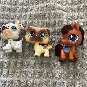 Littlest pet shop Dalmatian, pug and horse
